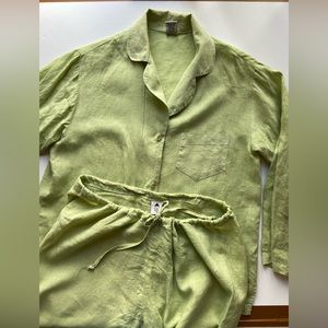 Pajamas Lightweight Green Linen Size S/M